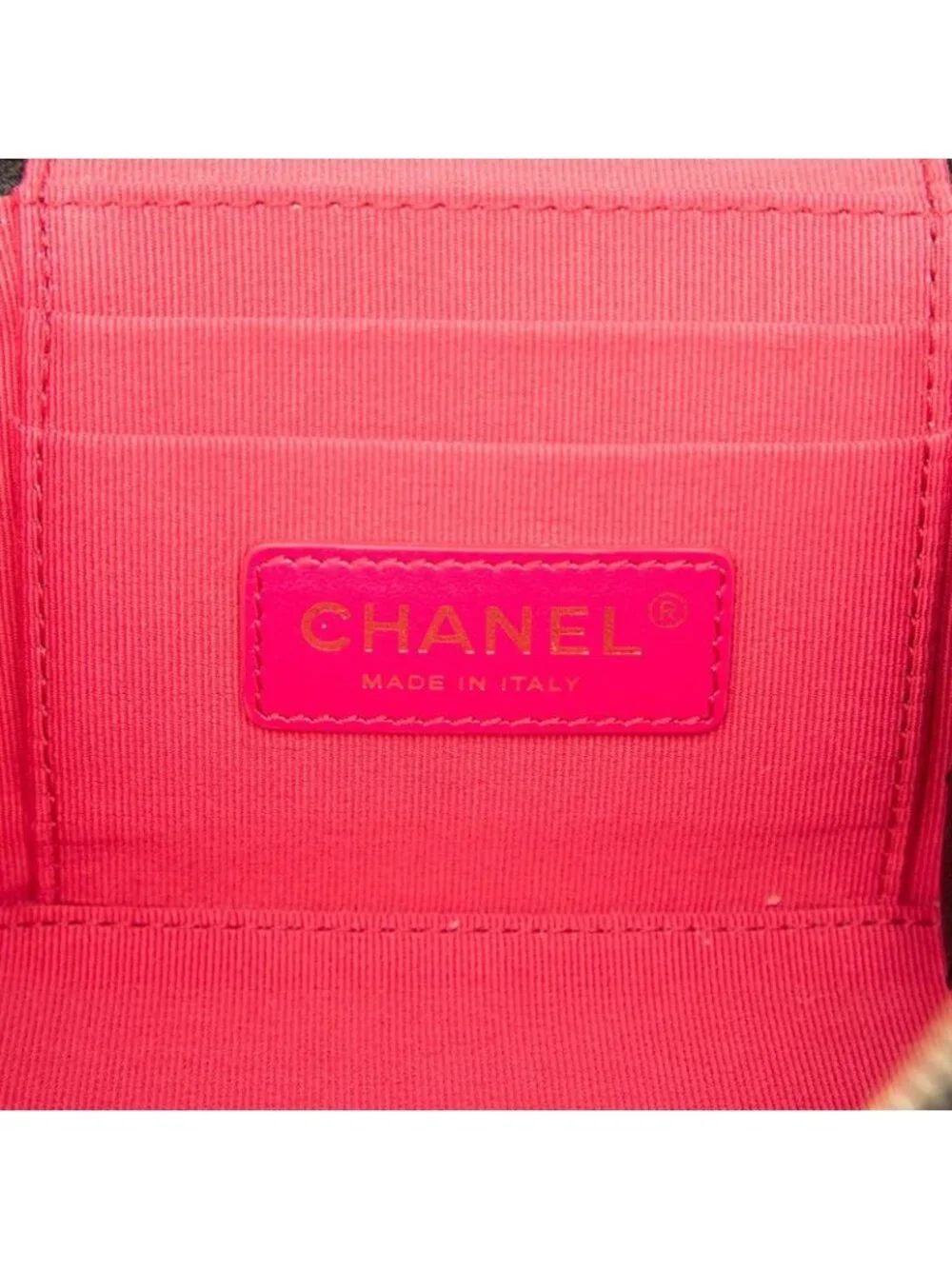 Chanel Quilted CC Logo Chain Shoulder Bag Vanity Black Lambskin